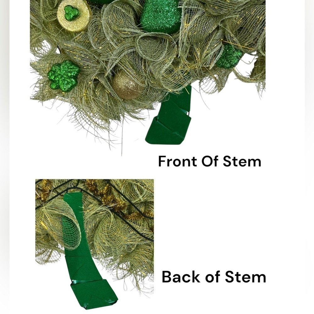 Saint Patricks Day Irish Clover Hand Made Holiday Decor Green Gold Ribbon 20 In - Picture 7 of 14